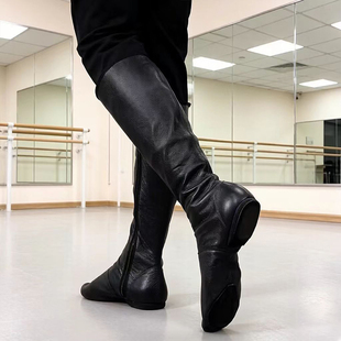 新款黑色拉链蒙古舞藏族舞民族舞男女高筒皮面舞台表演演出舞马靴