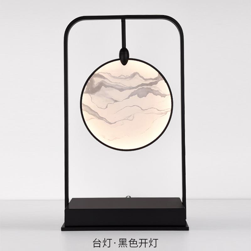 新中式创意扇子台灯复古轻奢客厅卧室书房茶室禅意水墨装饰落地灯
