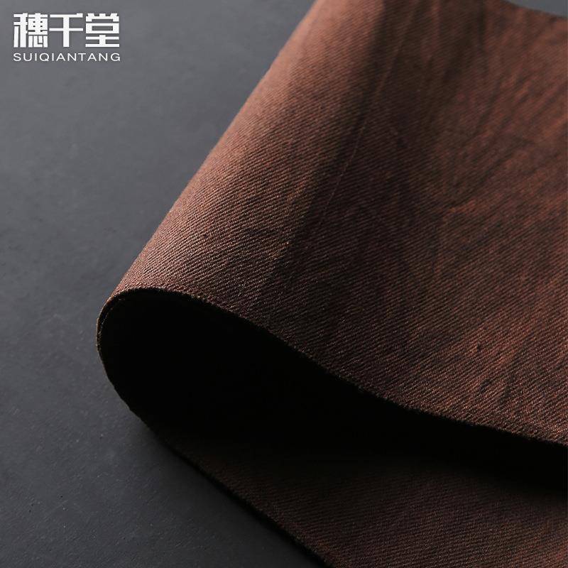 穗千堂柿子扎染粗布茶席 桌旗干泡禅意茶席垫茶杯布垫