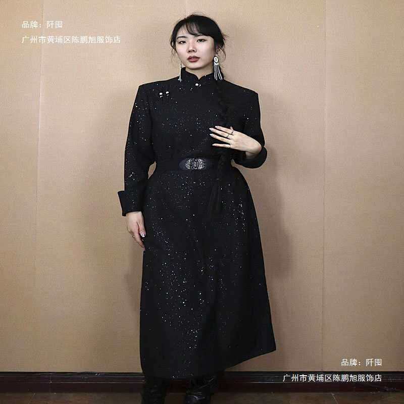 。蒙古袍女日常生活装蒙古服装女款服装蒙古演出服女工作服长款