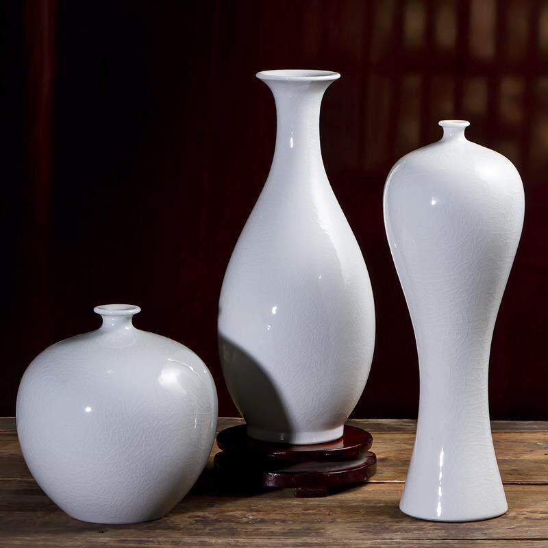 景德镇陶瓷花瓶摆件白色瓷瓶子中式仿古客厅酒柜瓷器装饰品工艺品