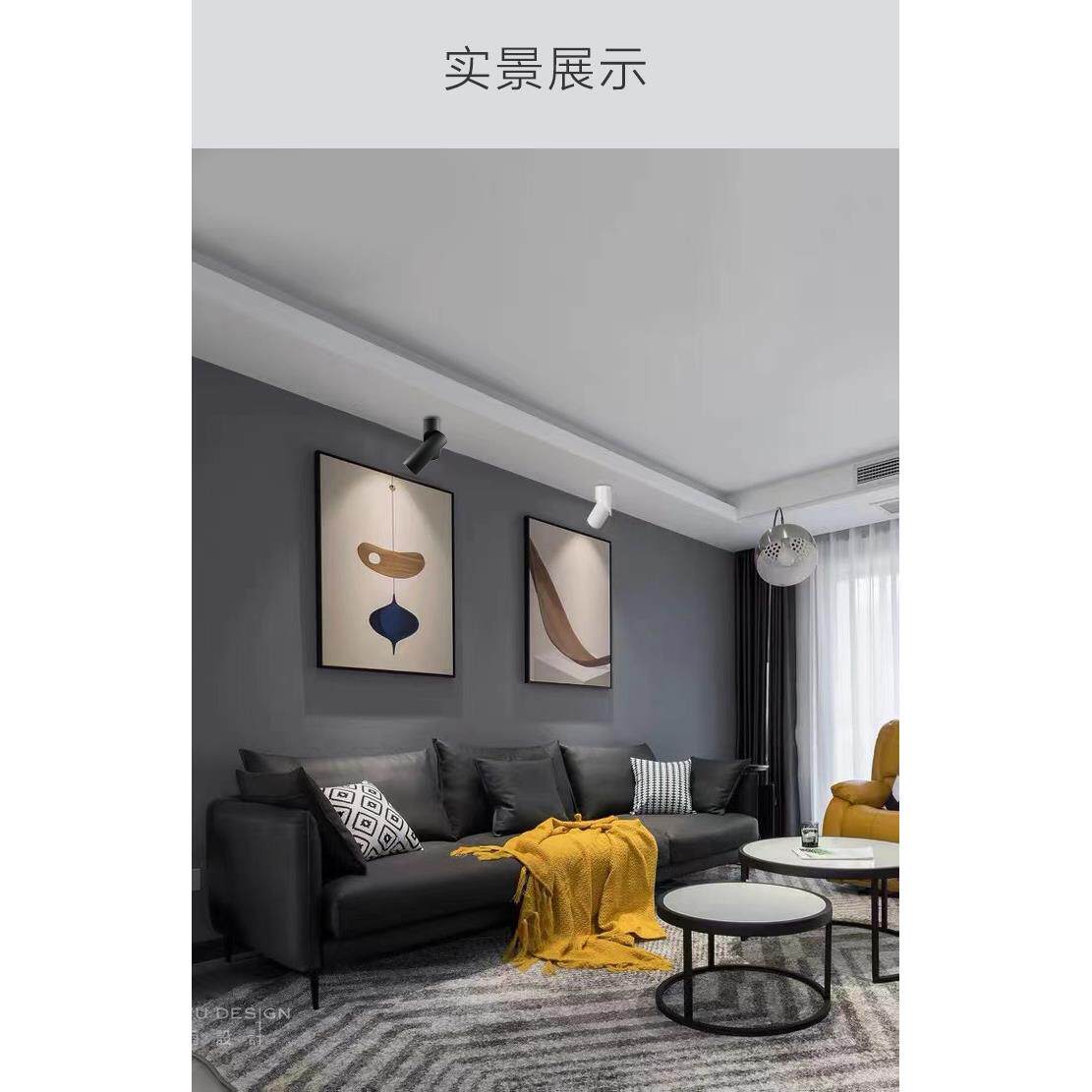 明装可调led射灯圆柱形COB明装筒灯免开孔客厅过道灯无主灯