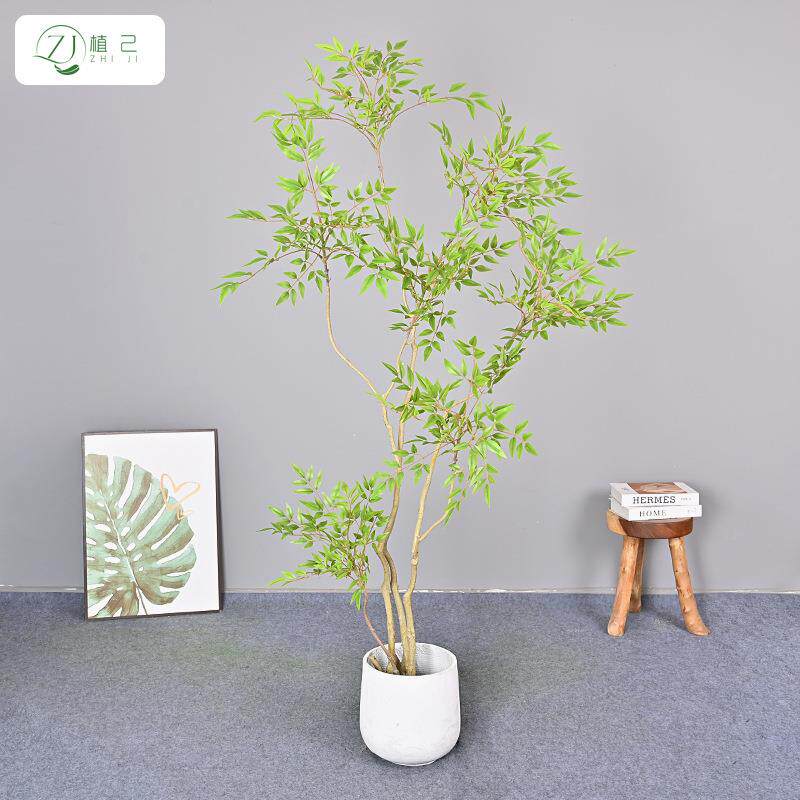仿真绿植迷你南天竹室内商场大型落地植物装饰假树南天竹十大功劳