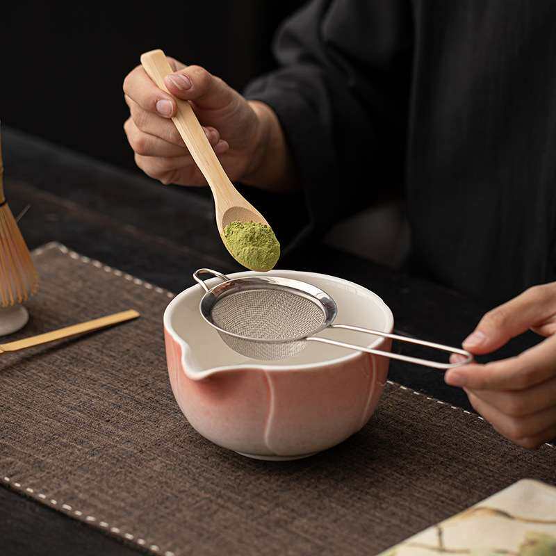 花苞抹茶套装日式点茶搅拌工具陶瓷打茶碗茶筅立粉筛过滤打抹茶器