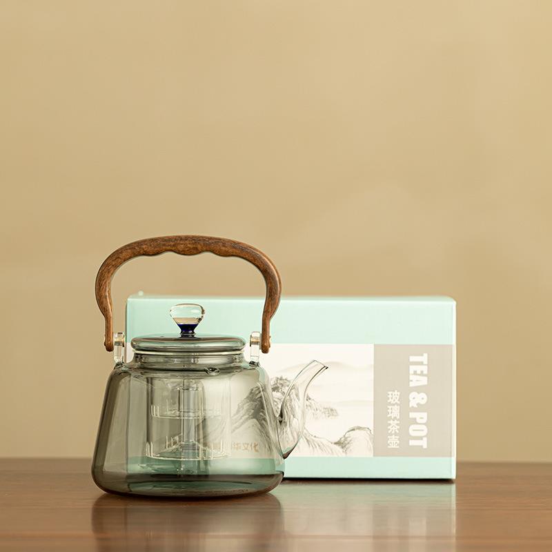 高硼硅玻璃如意茶壶烧水壶煮茶壶蒸煮双用带内胆可电陶炉泡茶壶