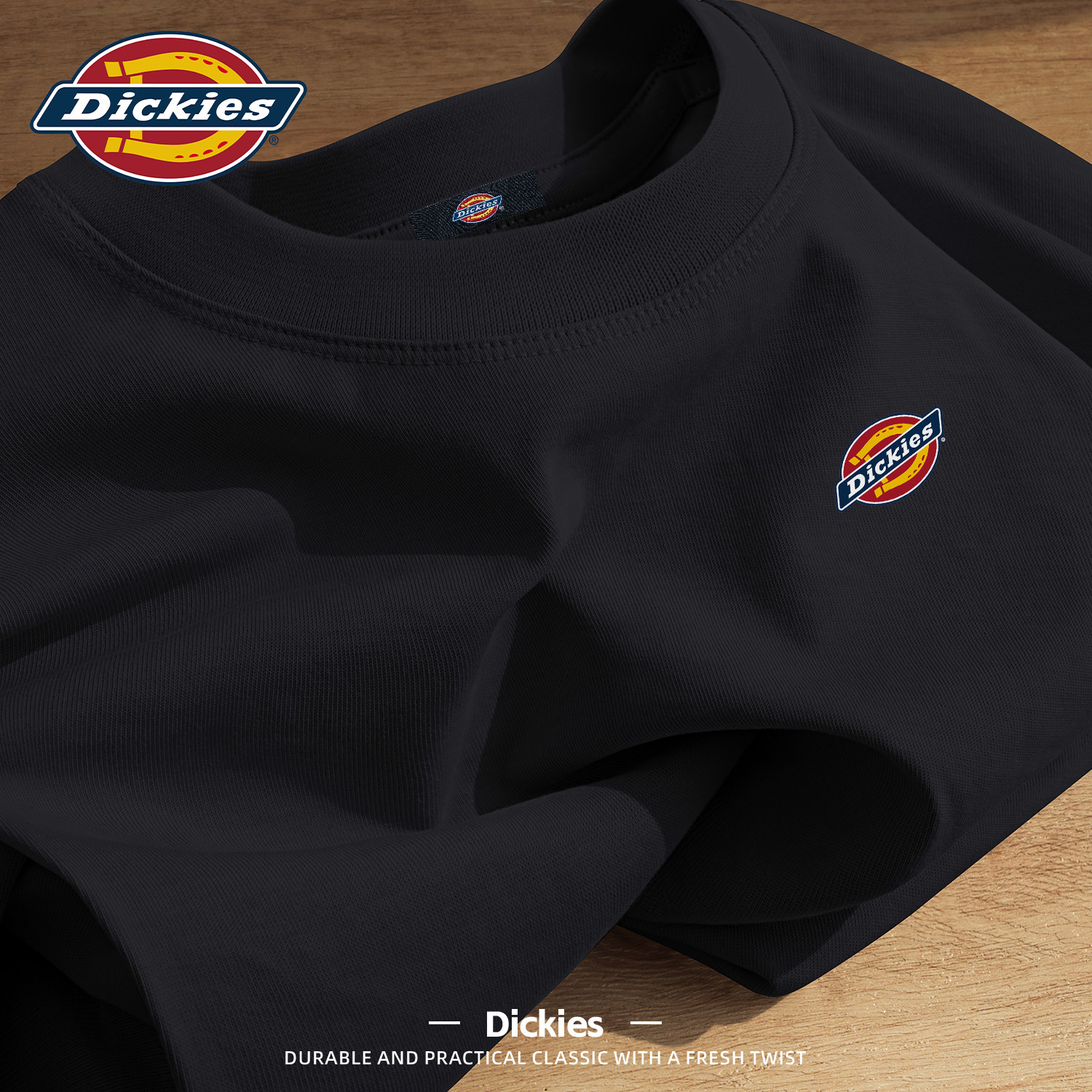 Dickies黑色纯棉短袖T恤男女同款2026新款夏季宽松潮流青少年体恤