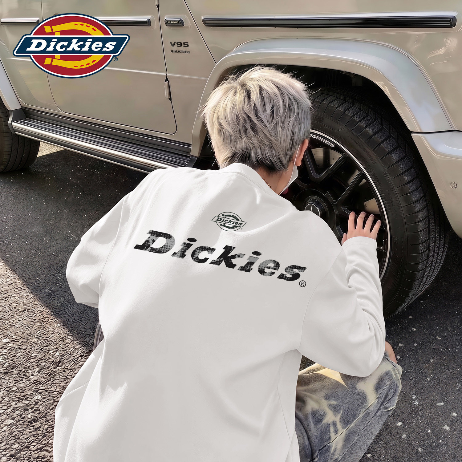 Dickies白色美式男生圆领长袖T恤