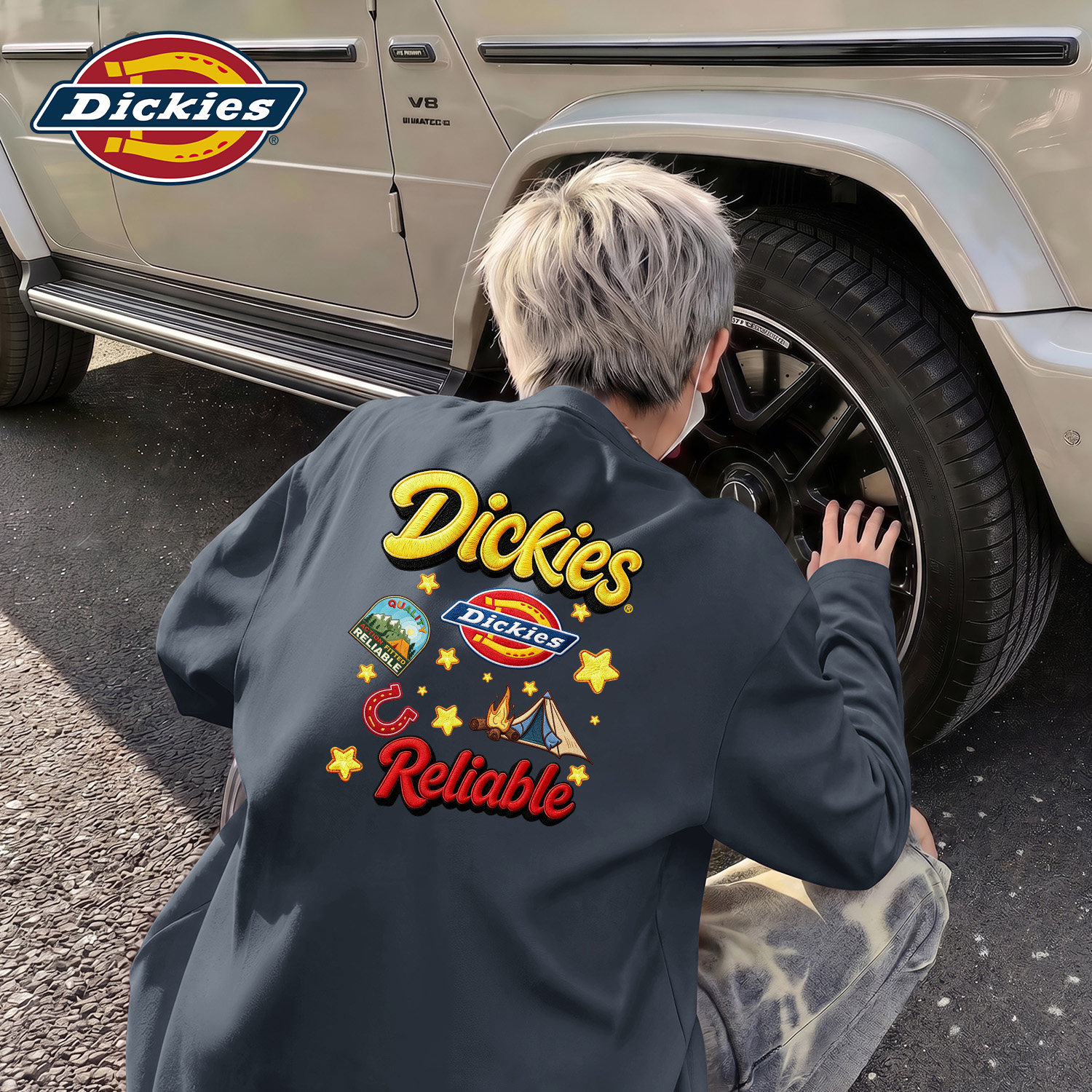 Dickies铁灰色男生纯棉薄款长袖