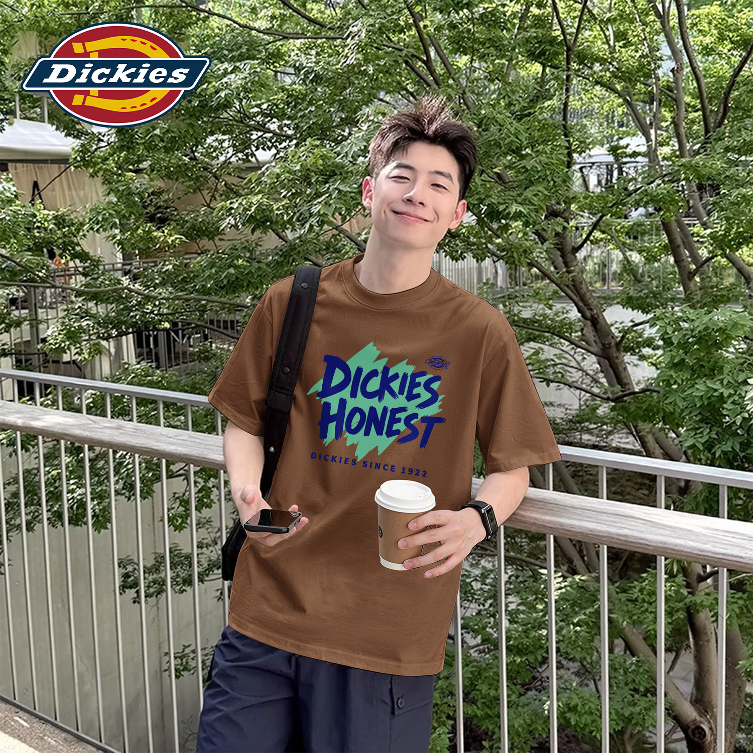 Dickies美式宽松纯棉短袖T恤男生2026夏季新款情侣休闲五分袖百搭
