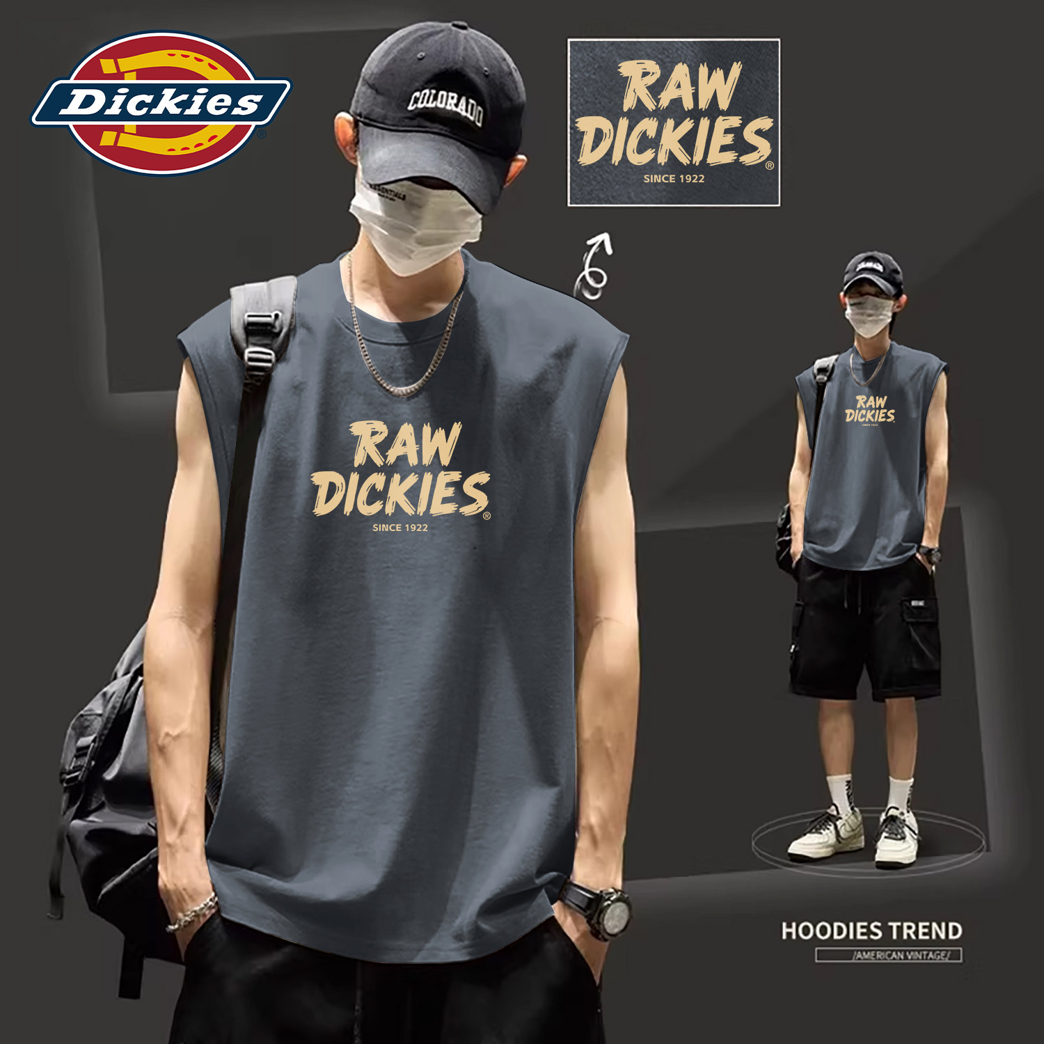 Dickies铁灰色百搭无袖背心男士