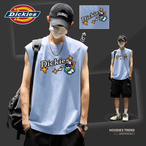 Dickies蓝色纯棉无袖背心男士