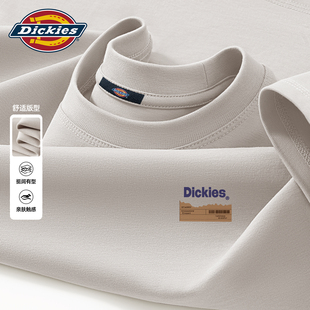 Dickies海鸥灰纯棉短袖T恤男女同款2026夏季新款青少年潮流五分袖