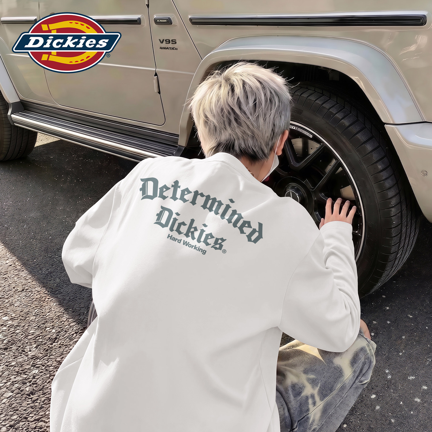Dickies白色男生纯棉长袖T恤