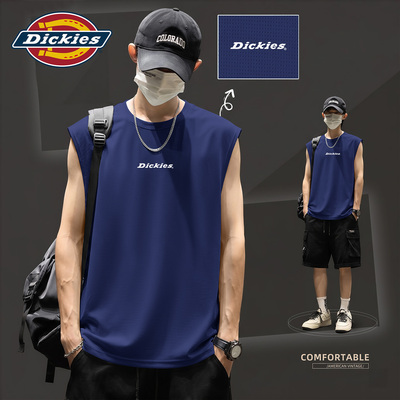 Dickies深蓝色冰丝无袖背心男