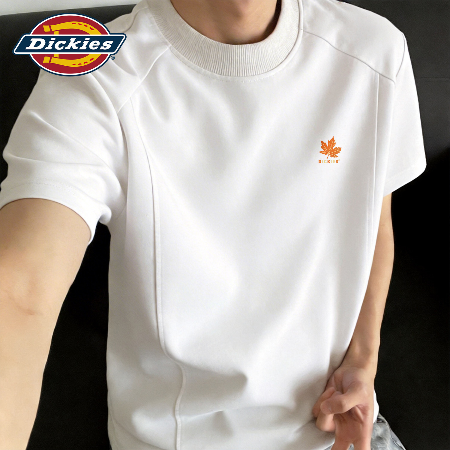 Dickies白色拼接短袖T恤男款2026新款夏季潮流休闲半袖青少年体恤