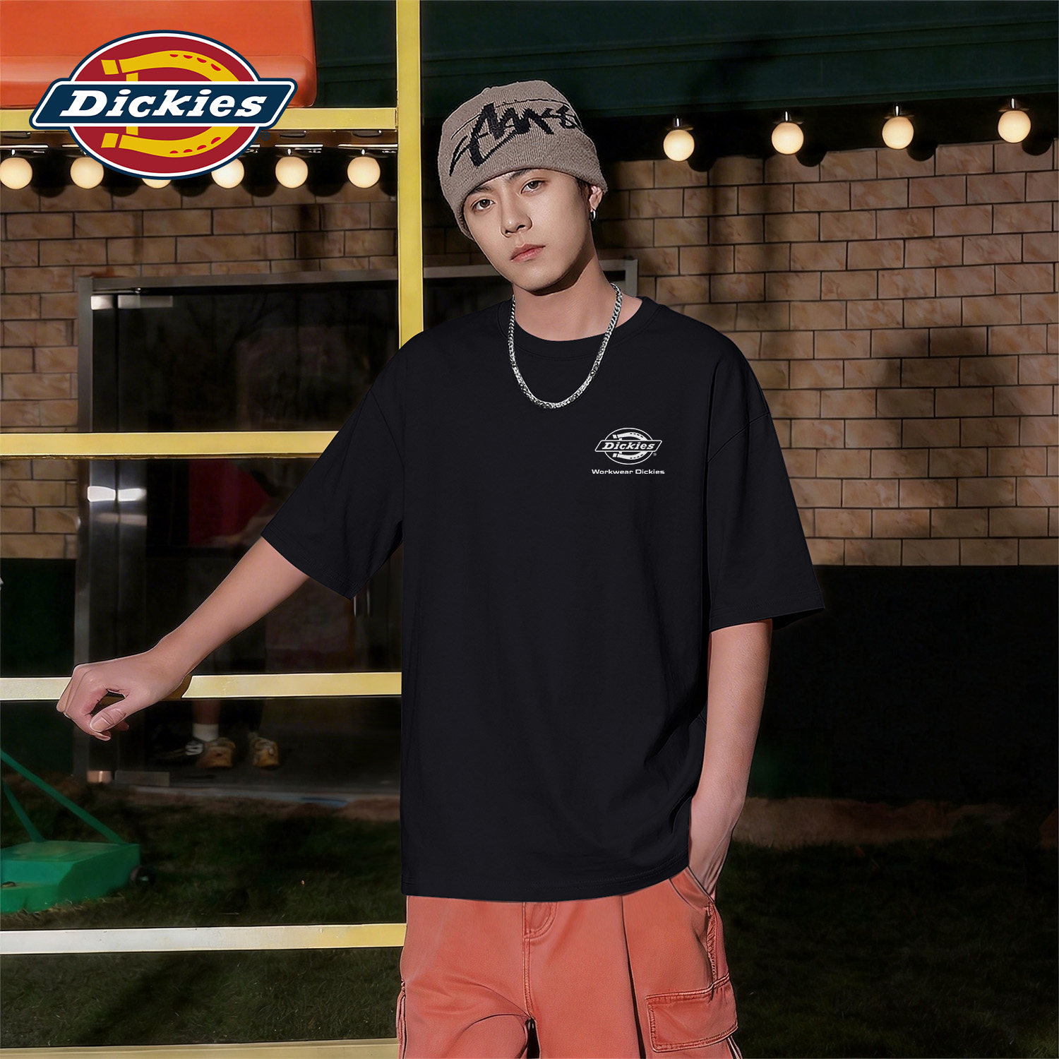 Dickies黑色印花男生纯棉t恤穿搭