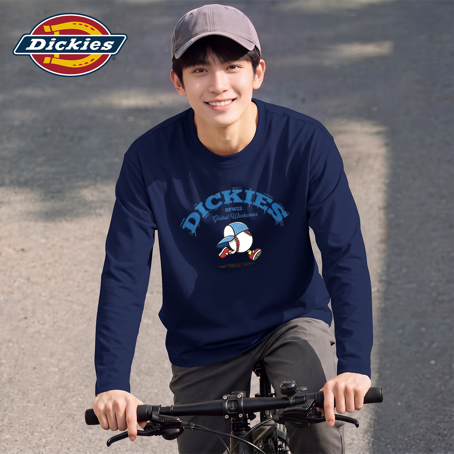Dickies藏青色宽松舒适长袖T恤