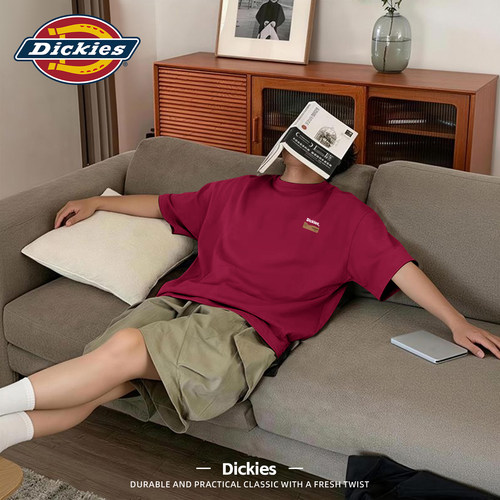 Dickies酒红色纯棉短袖T恤男款20