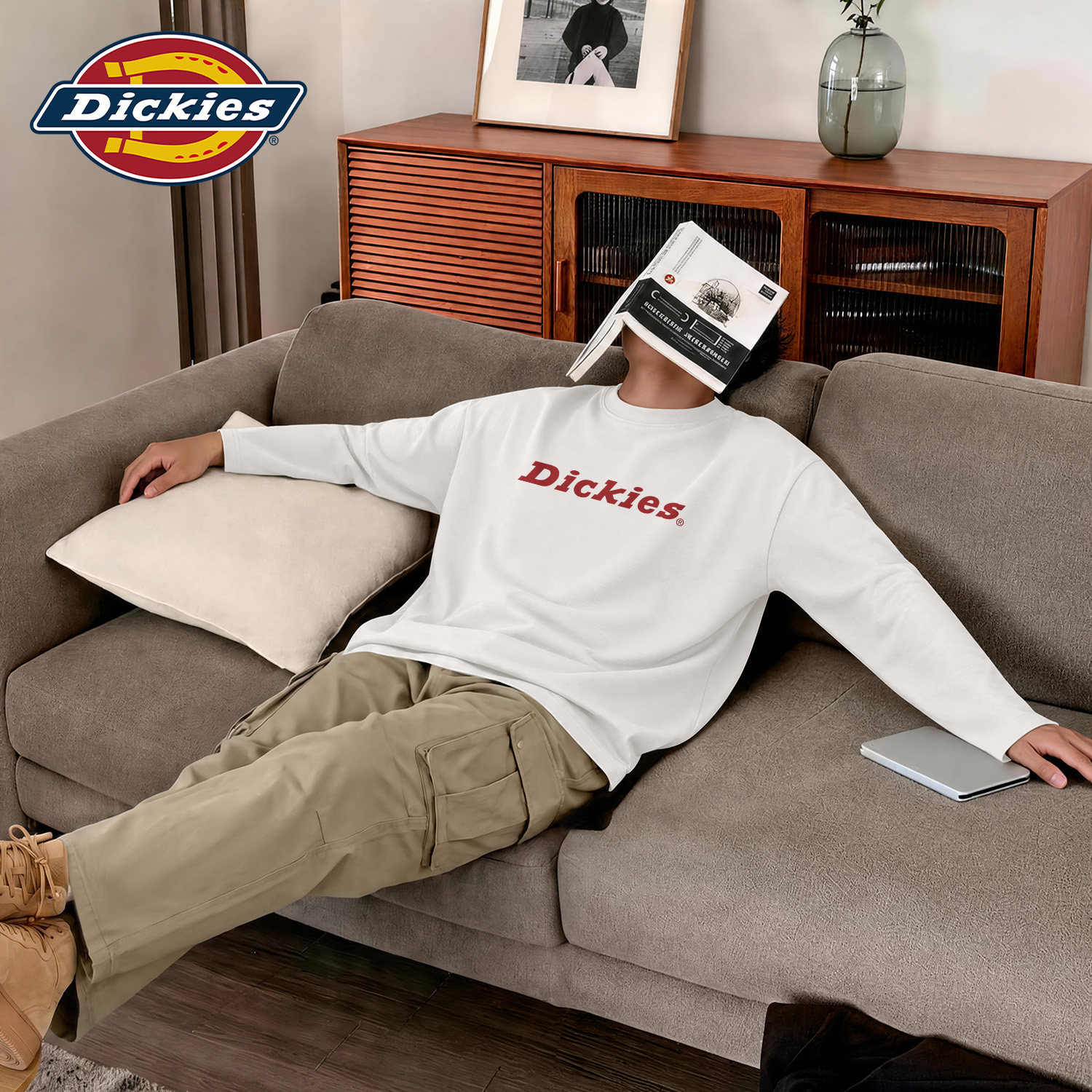 Dickies白色纯棉长袖T恤男士2026