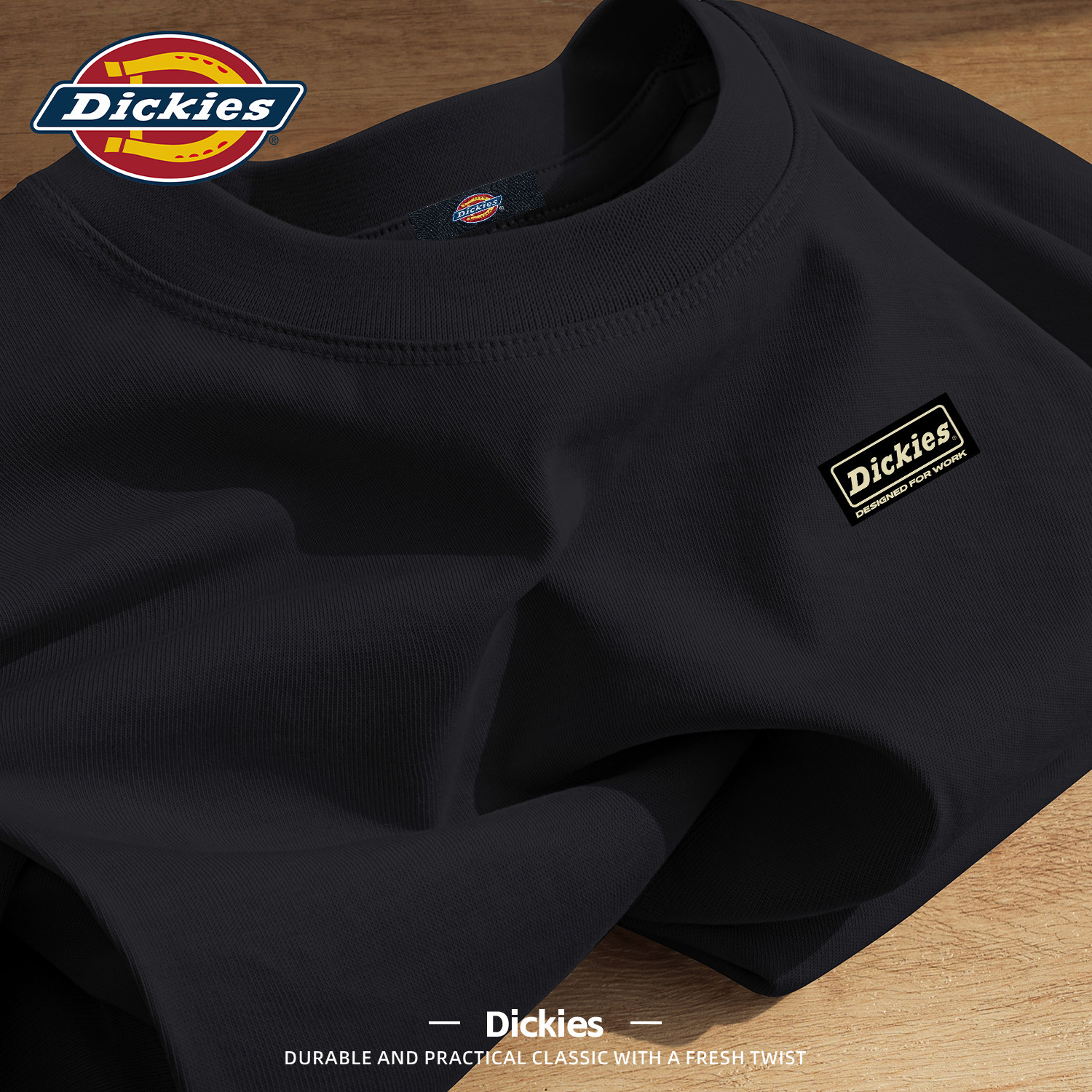 Dickies纯棉短袖T恤男款2026新款夏季宽松上衣美式重磅休闲五分袖