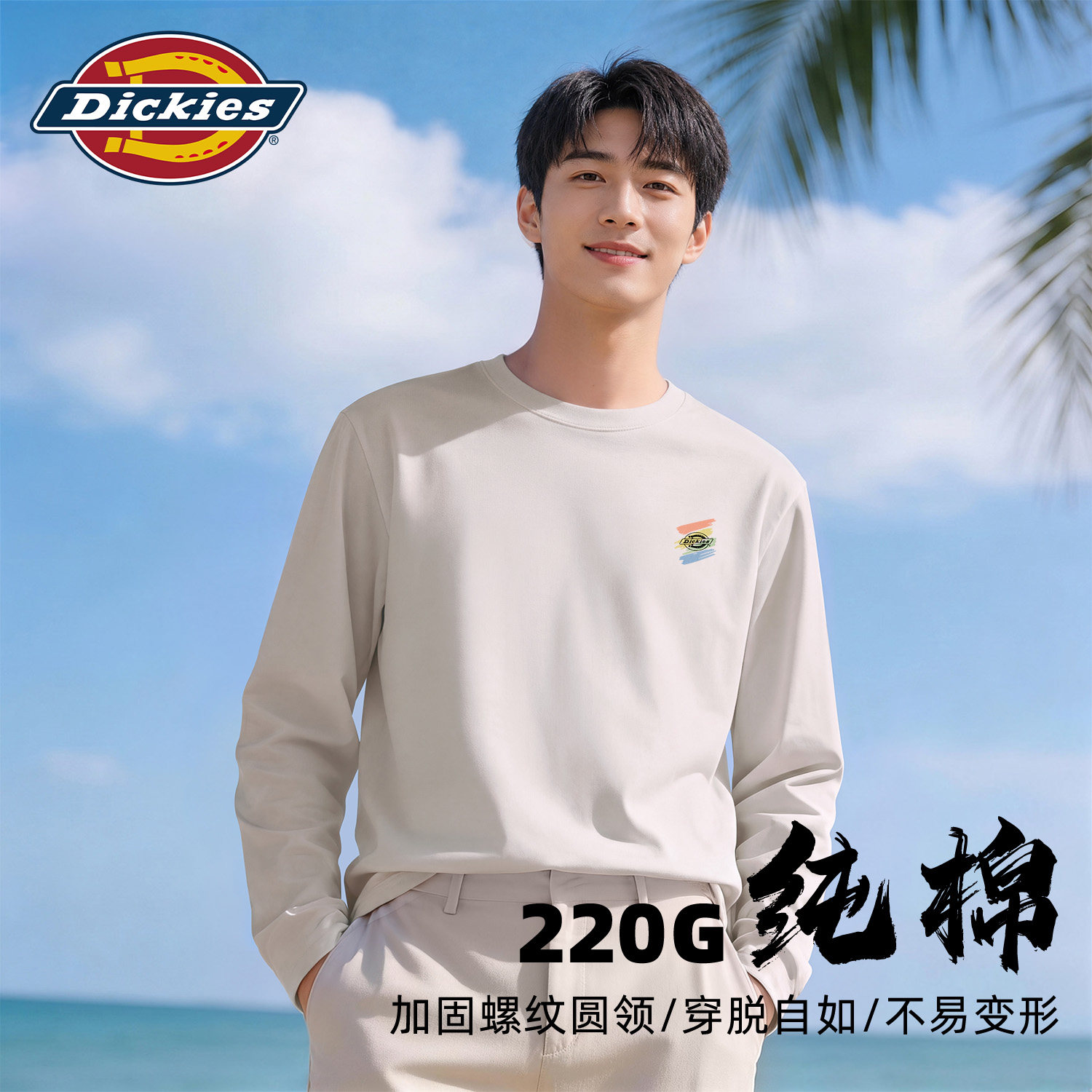 Dickies海鸥灰男生长袖T恤2026秋