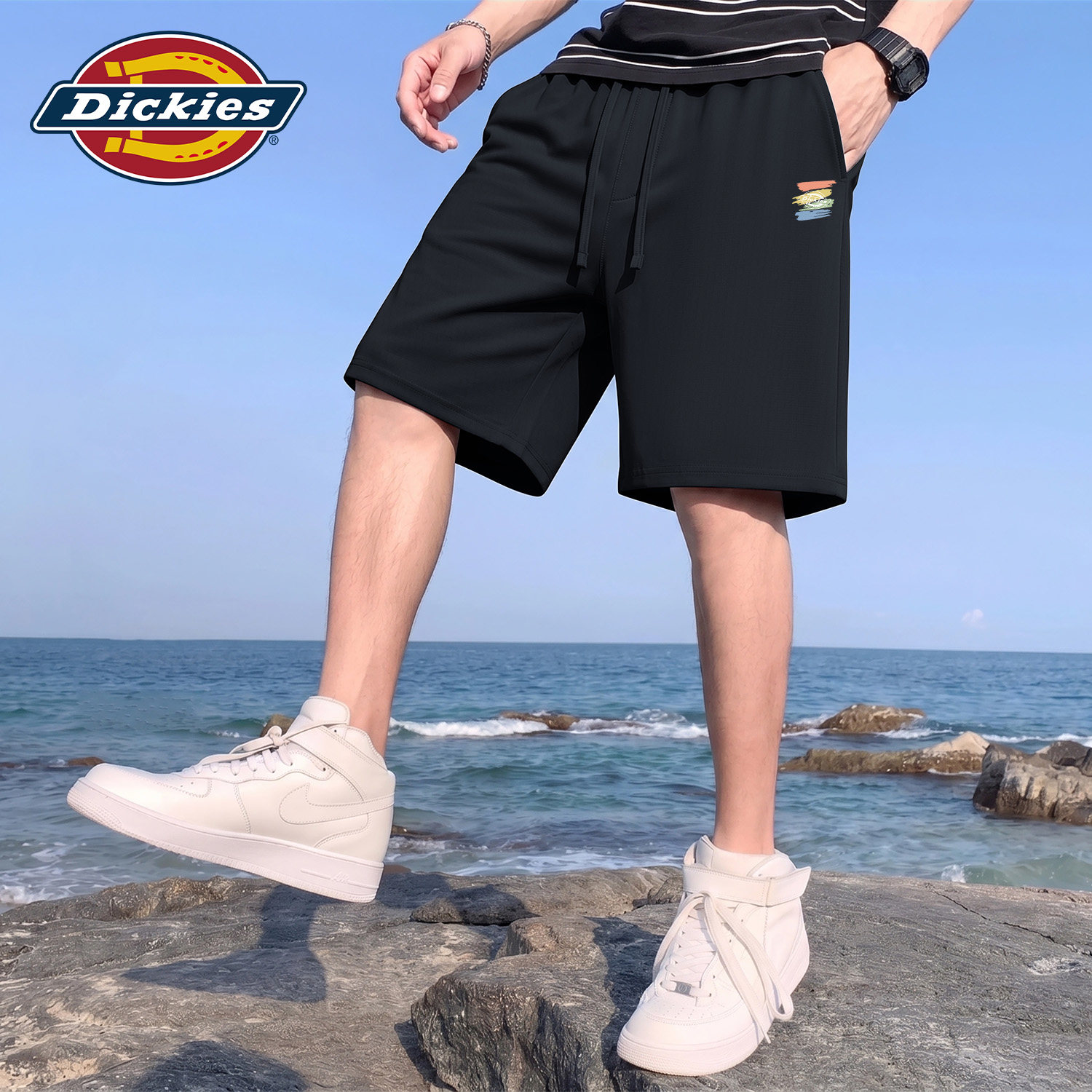 Dickies黑色宽松大码速干短袖男