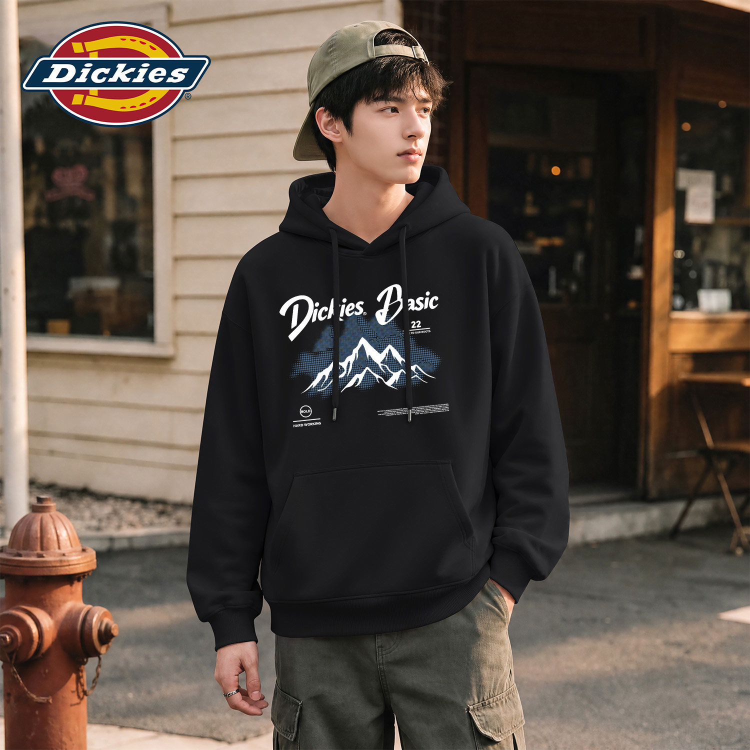 Dickies黑色加绒卫衣连帽秋冬