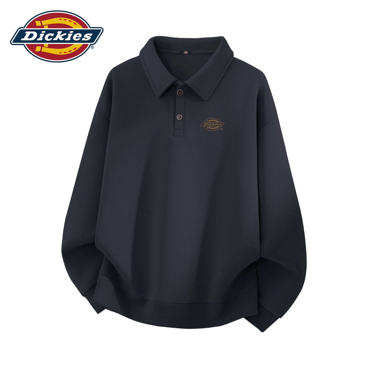 Dickies黑色潮流翻领卫衣男款