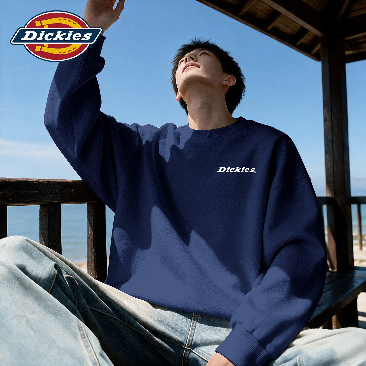 Dickies美式潮流加绒圆领卫衣男