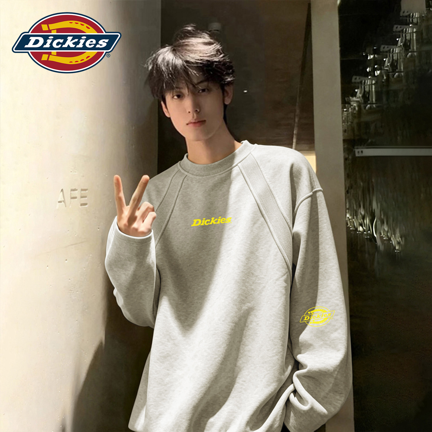 Dickies花灰色男生长袖T恤秋季新
