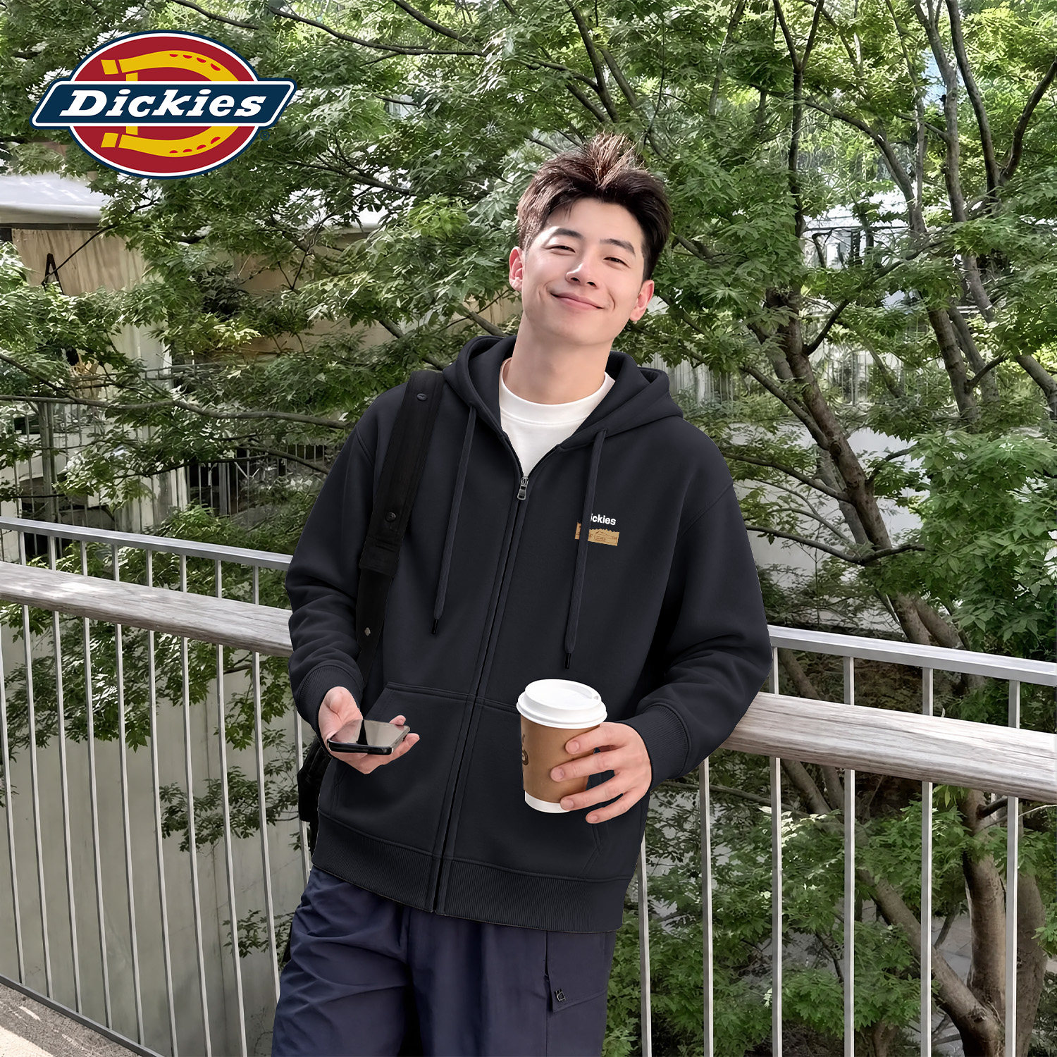 Dickies黑色男生开衫卫衣2026秋