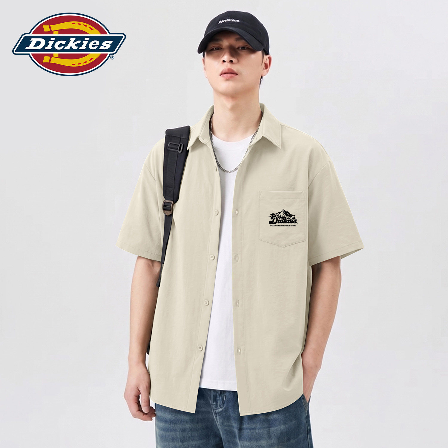 Dickies杏色男女同款短袖衬衫