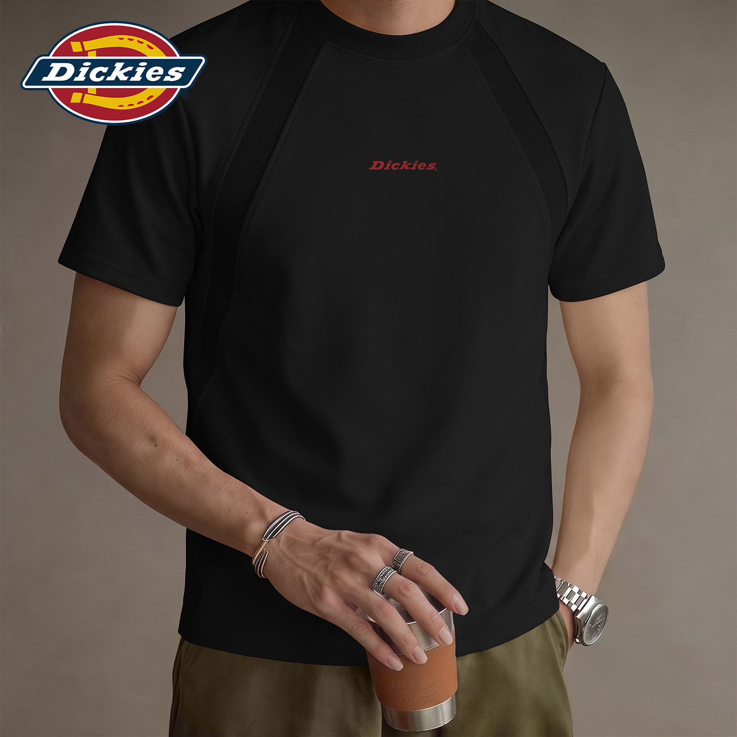 Dickies黑色男士解构款短袖T恤20