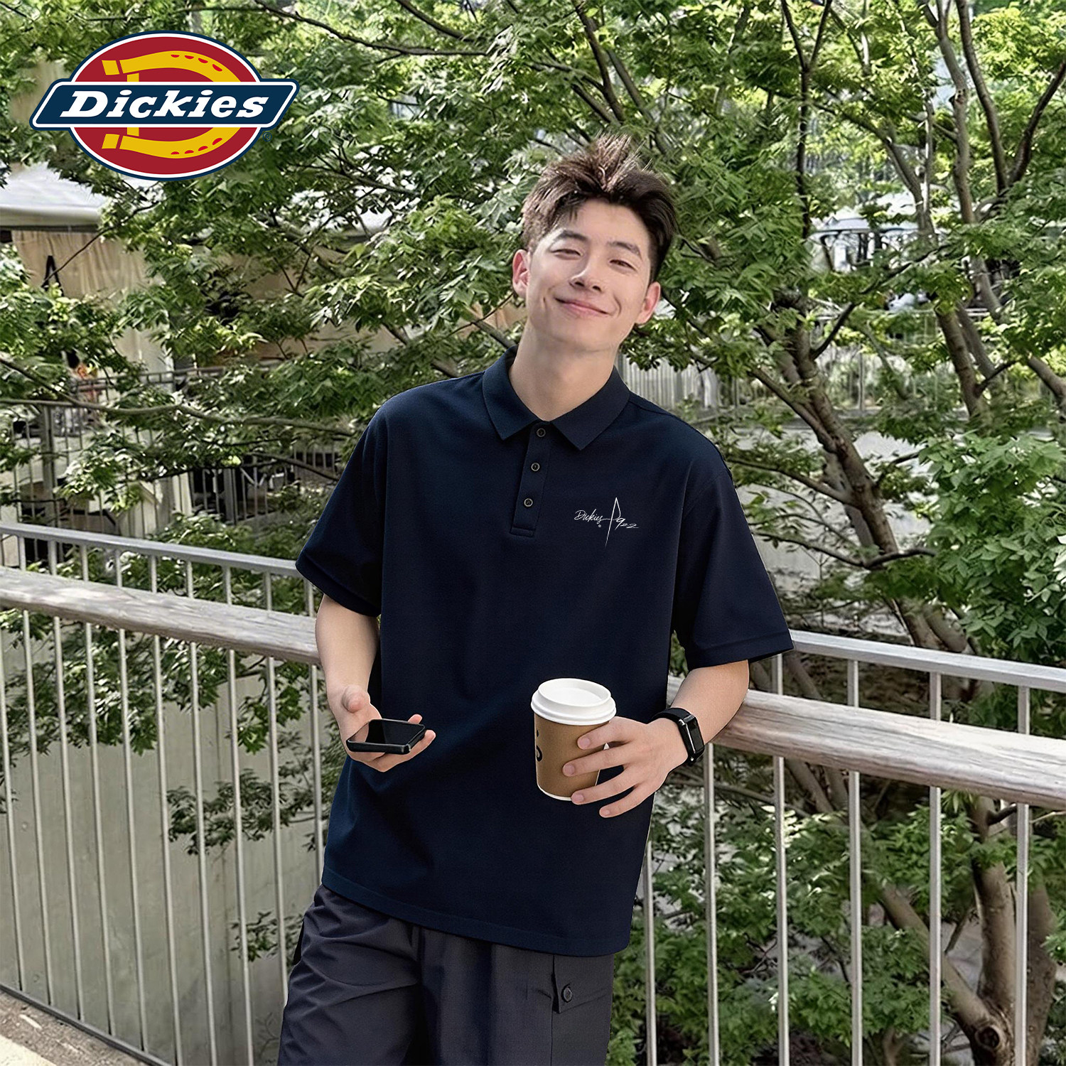 Dickies藏蓝色男款polo衫2026新款夏季轻薄透气舒适潮流休闲半袖