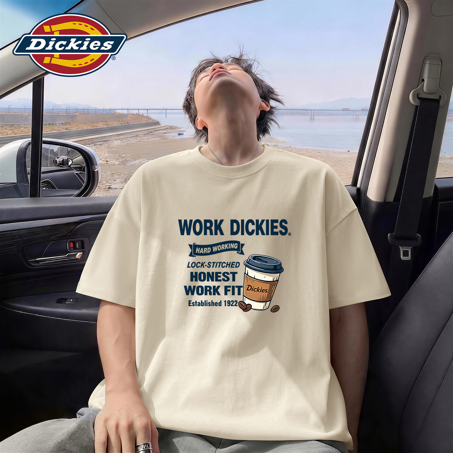 Dickies奶茶色男生纯棉短袖t恤