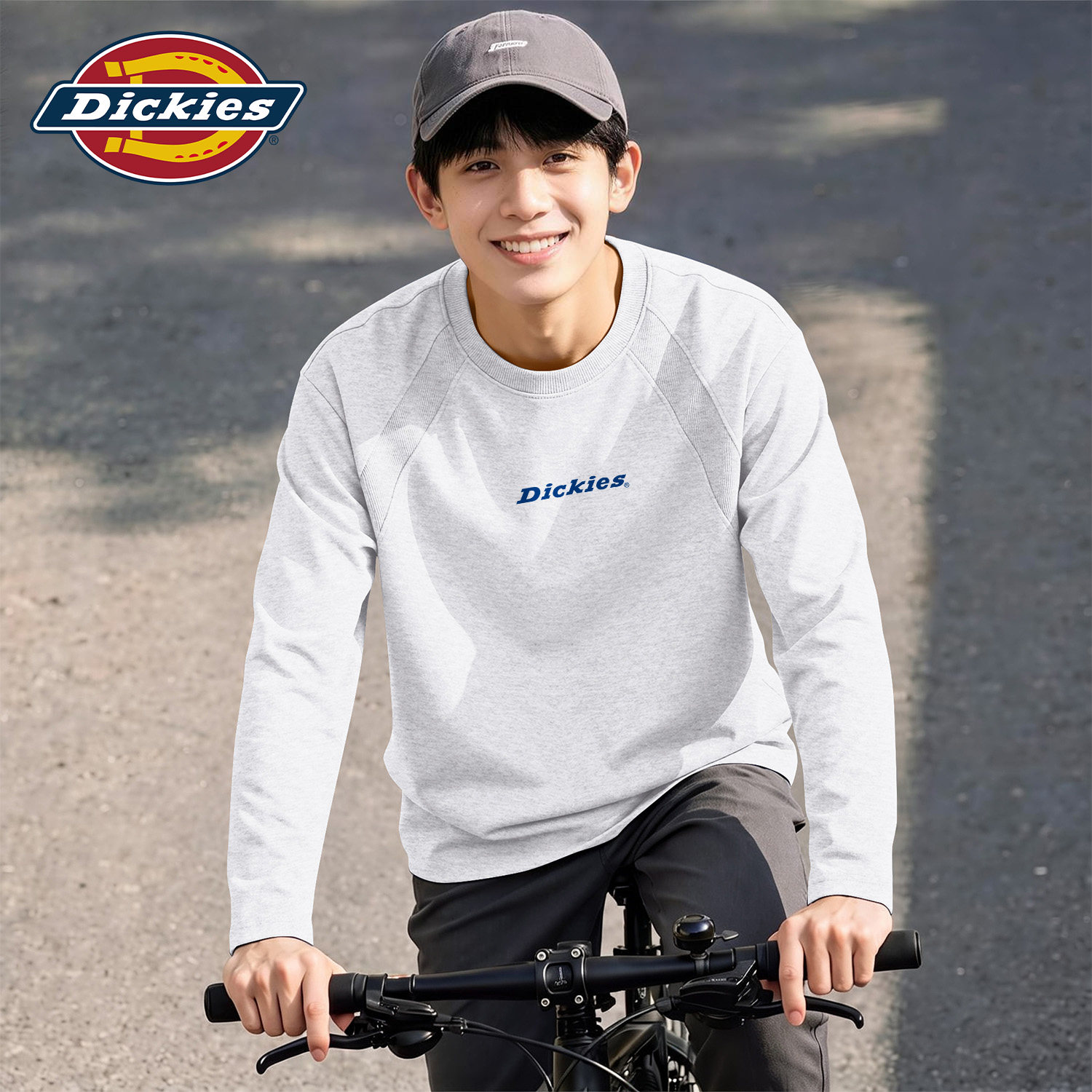 Dickies男生字母印花插肩长袖T恤