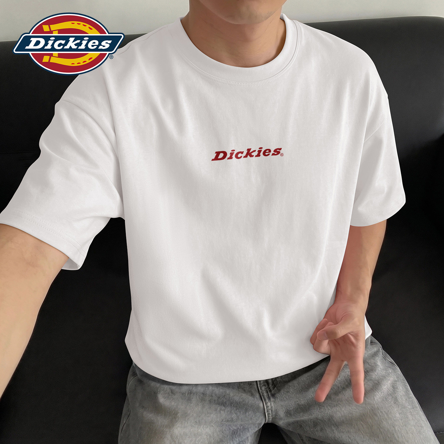 Dickies白色纯棉短袖T恤男女款