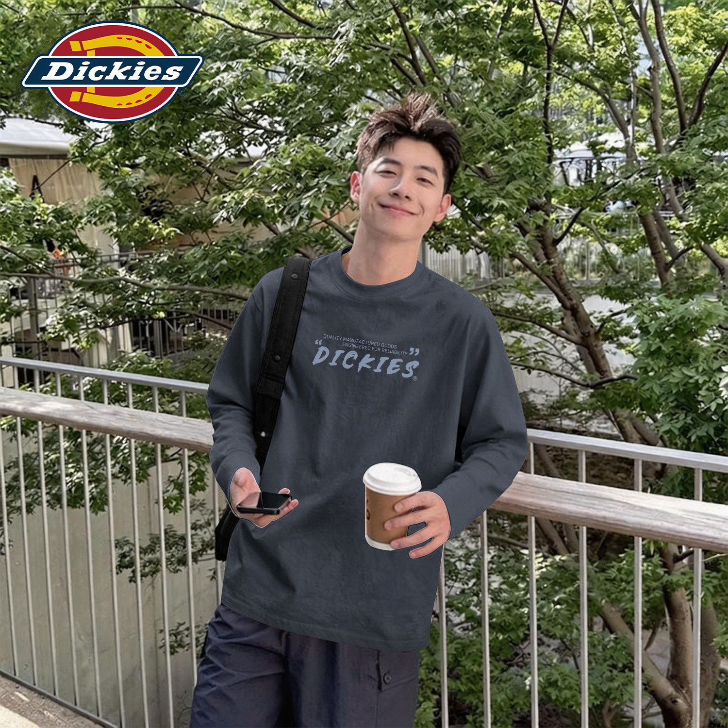 Dickies深灰色男士长袖T恤2026早