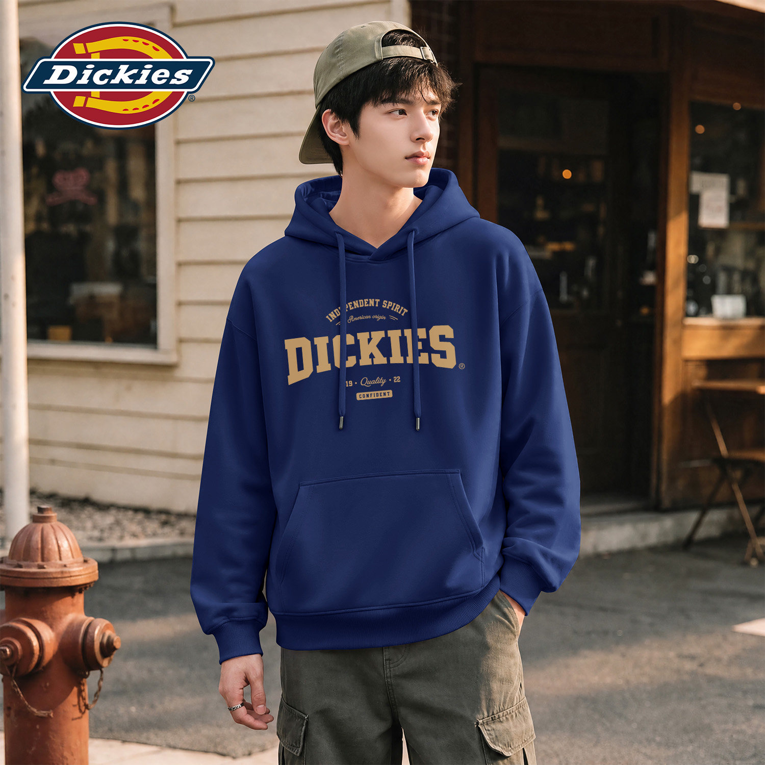 Dickies藏青色男生印花连帽卫衣