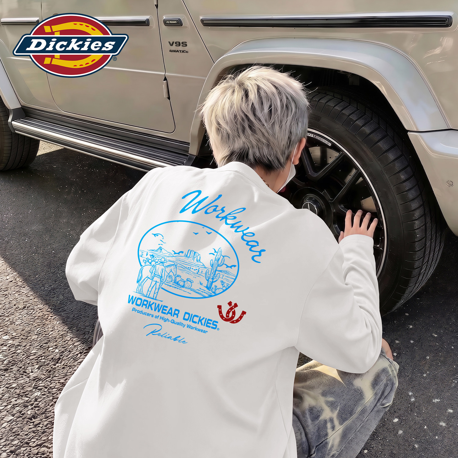 Dickies白色男生长袖T恤2026秋