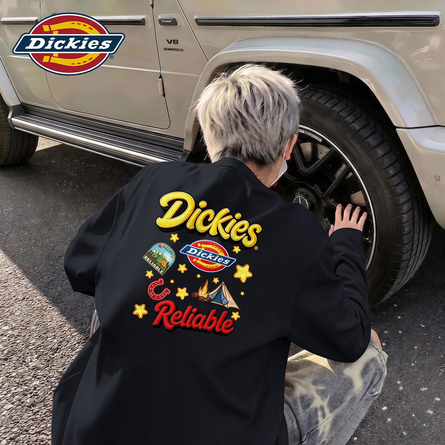 Dickies黑色男生纯棉长袖T恤