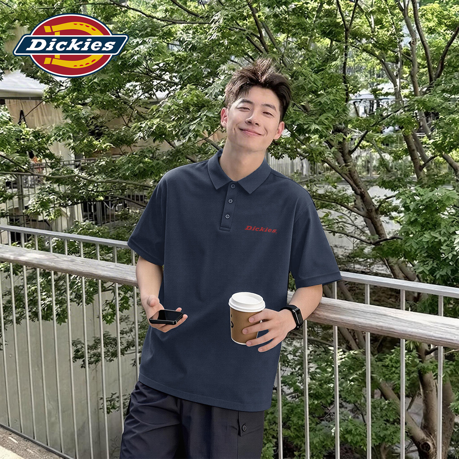 Dickies铁灰色薄款潮流polo衫202