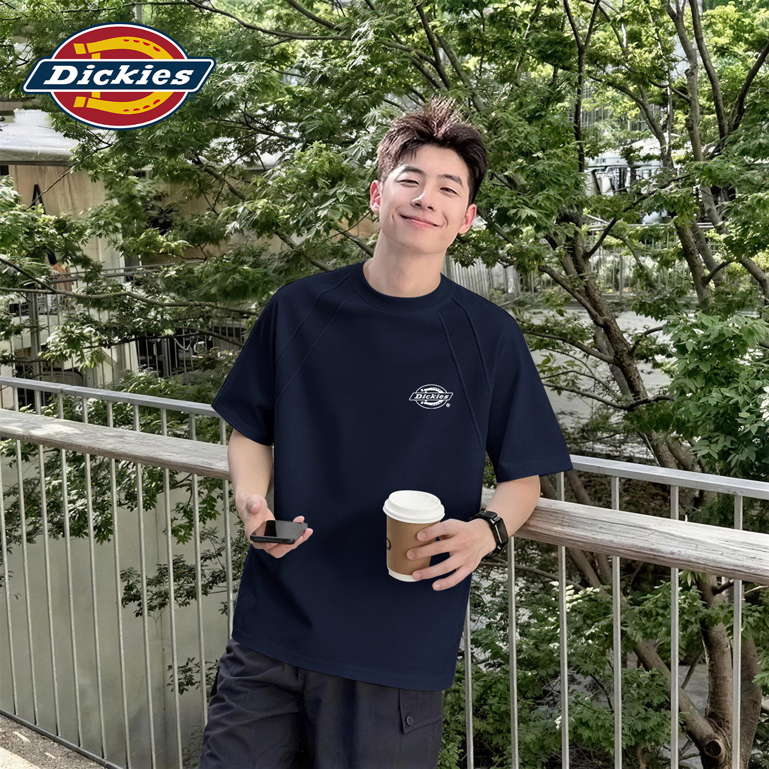Dickies藏青休闲插肩短袖T恤