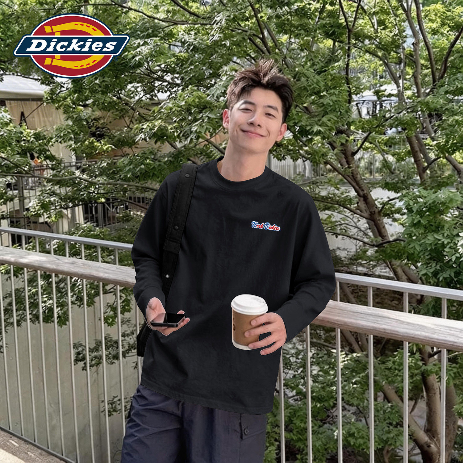 Dickies黑色男生长袖T恤2026秋季