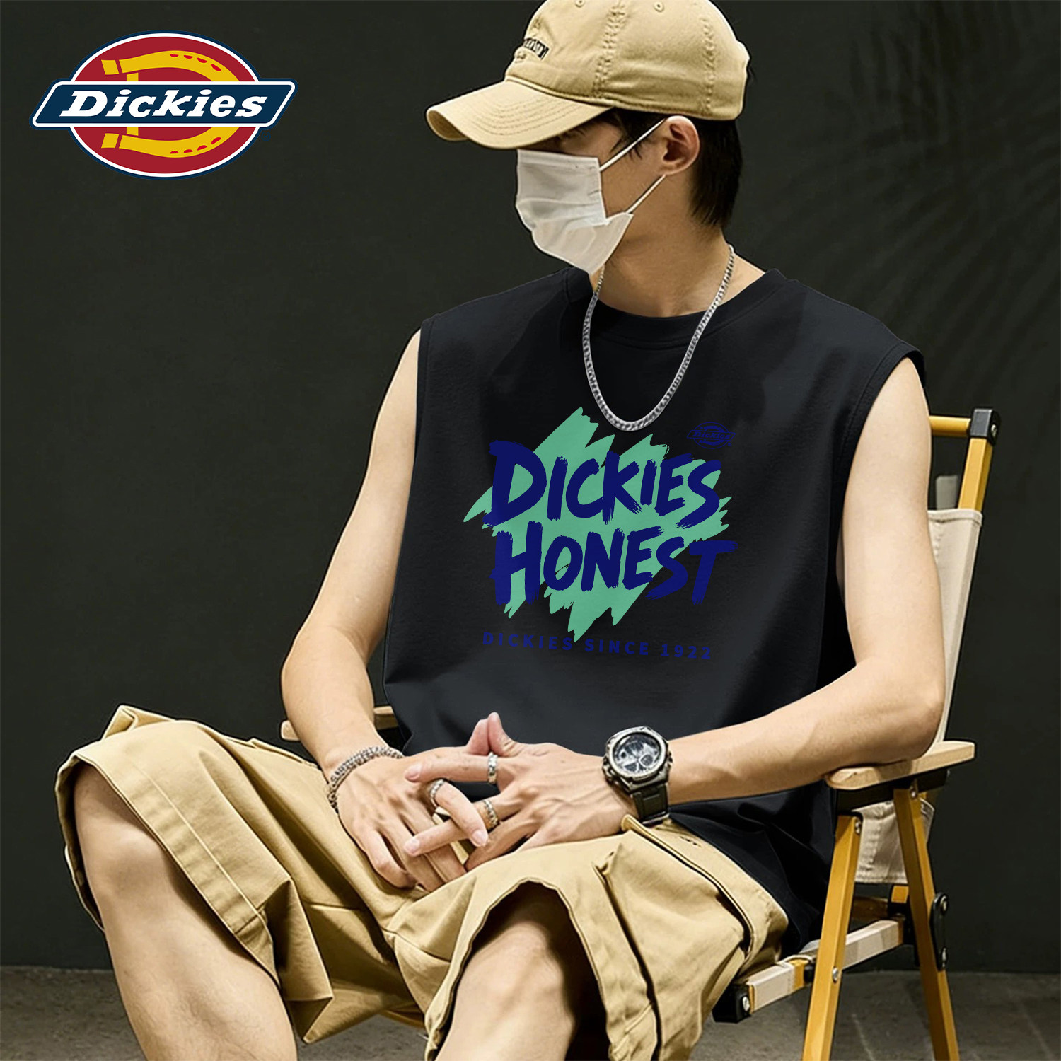 Dickies黑色健身纯棉男士背心