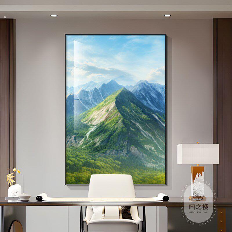 背有靠山总经理老板办公室装饰画青山图有山无水画公司背景墙挂画
