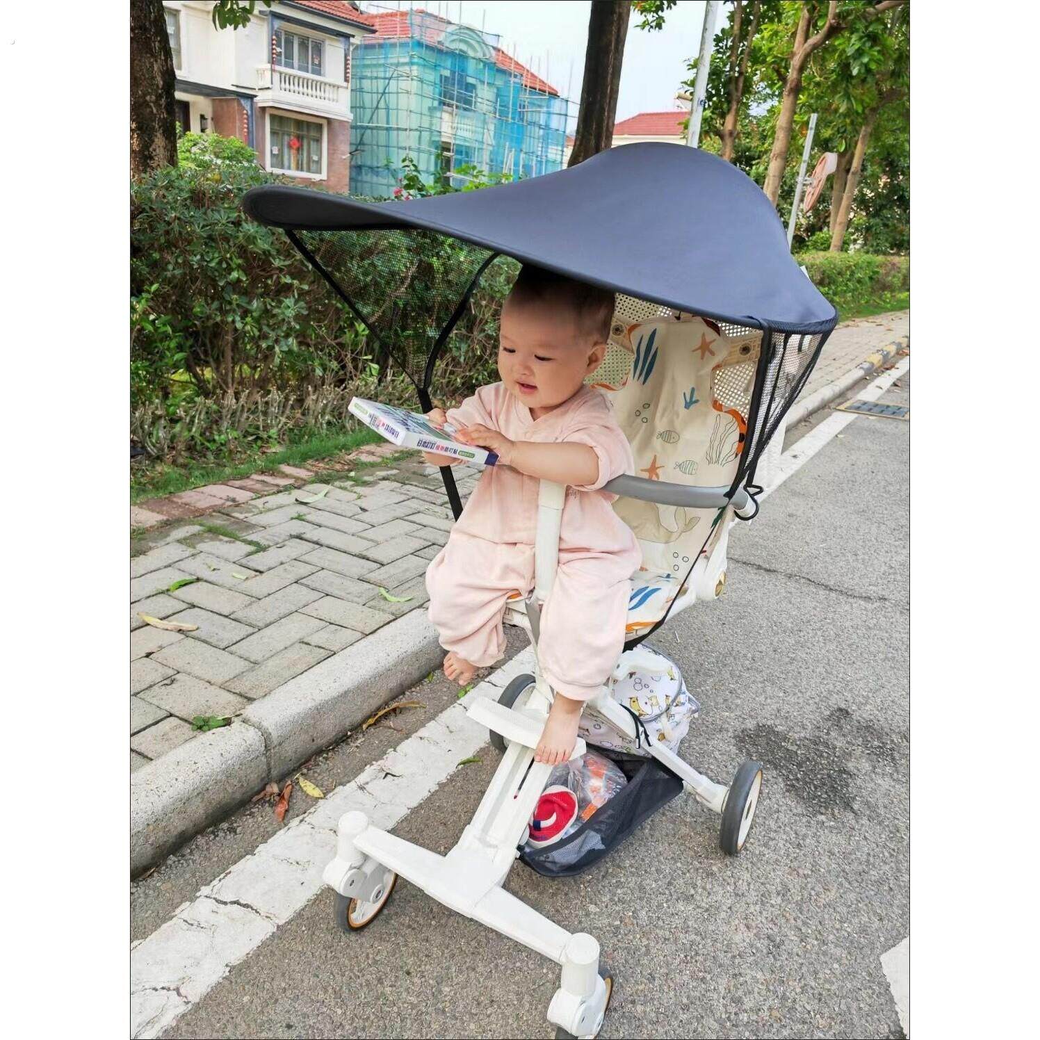 婴儿车遮阳蓬推车遮阳蓬防晒蓬宝宝遛娃车防晒遮阳伞加大防紫外蓬