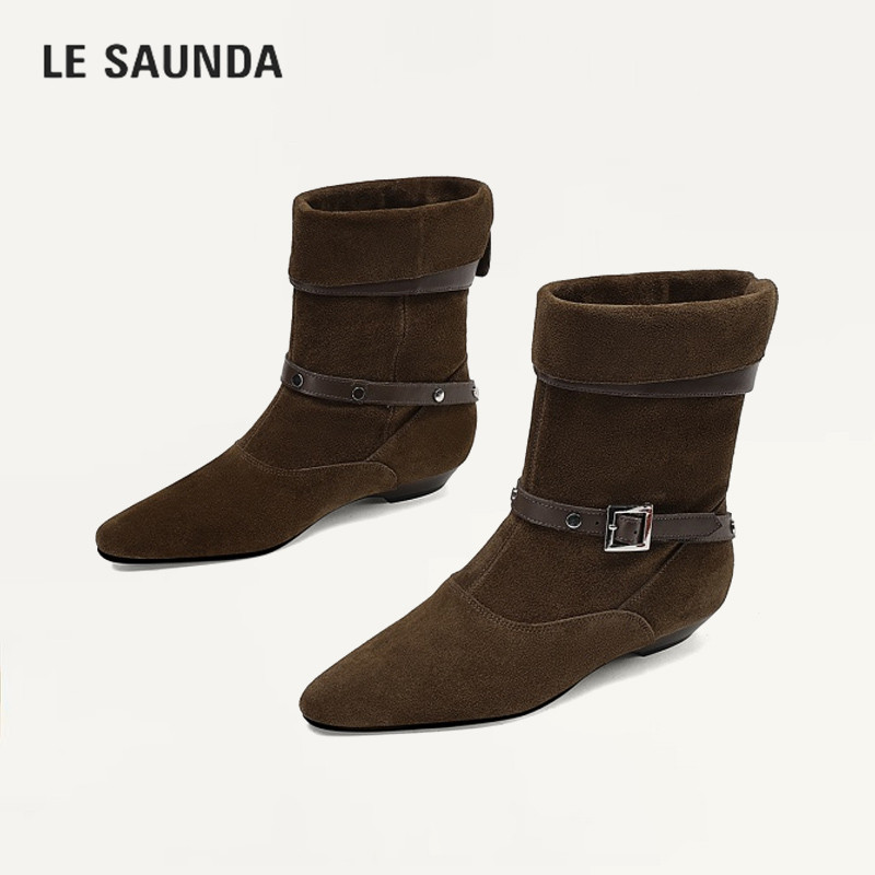 LESAUNDA/莱尔斯丹复古中筒靴