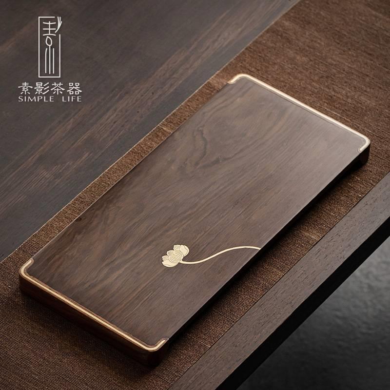 简约整块实木茶盘黑檀木小茶台家用干泡盘简约托盘日式实用壶承