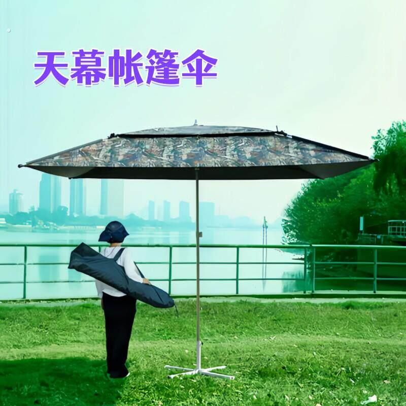 免搭天幕伞户外大太阳伞室外咖啡厅露台伞摆摊伞三头中柱伞庭院遮
